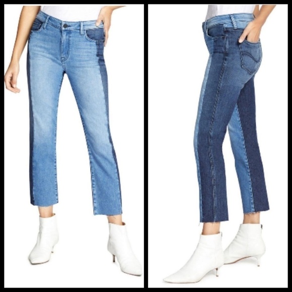 💕SANCTUARY💕 Two Tone Straight Raw Hem Crop Jeans - Picture 5 of 8